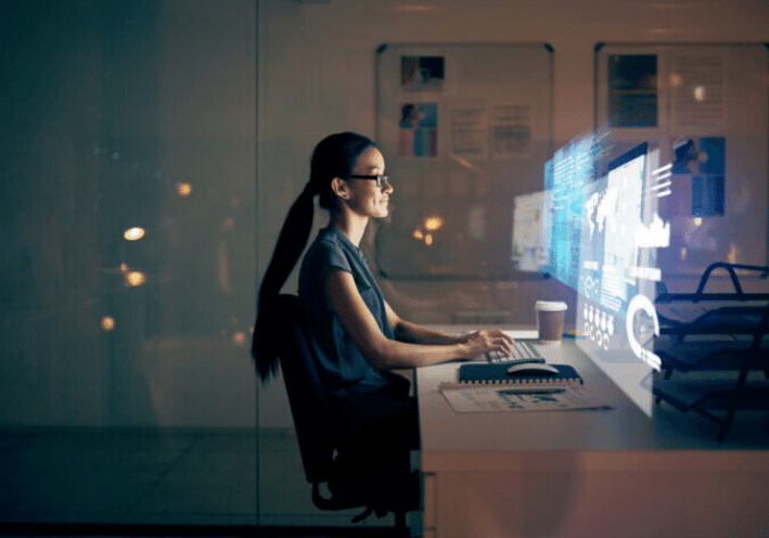 woman working on computer